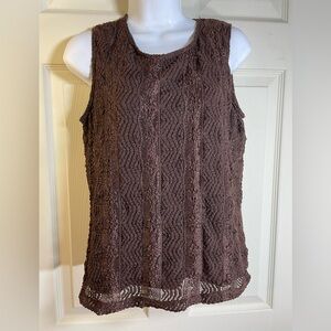Elegant‎ Lace Sleeveless Top in Brown